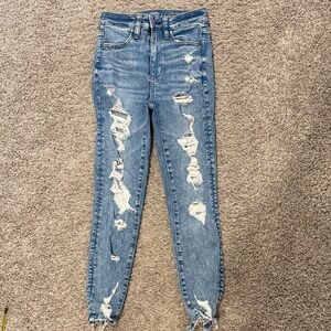 American Eagle Distressed Blue Jeans, size 00, x-short
